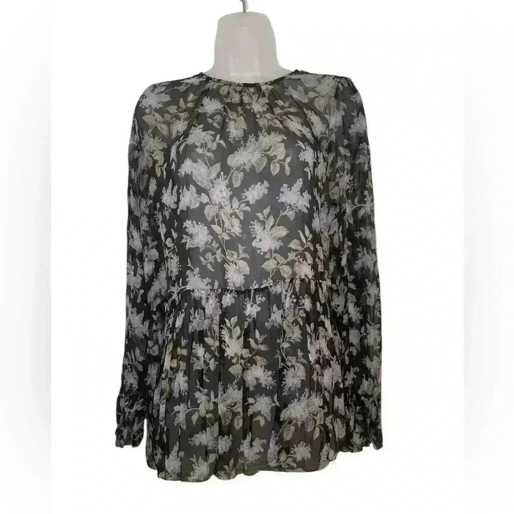 Zimmermann Floral Sheer Silk Blouse Size 2